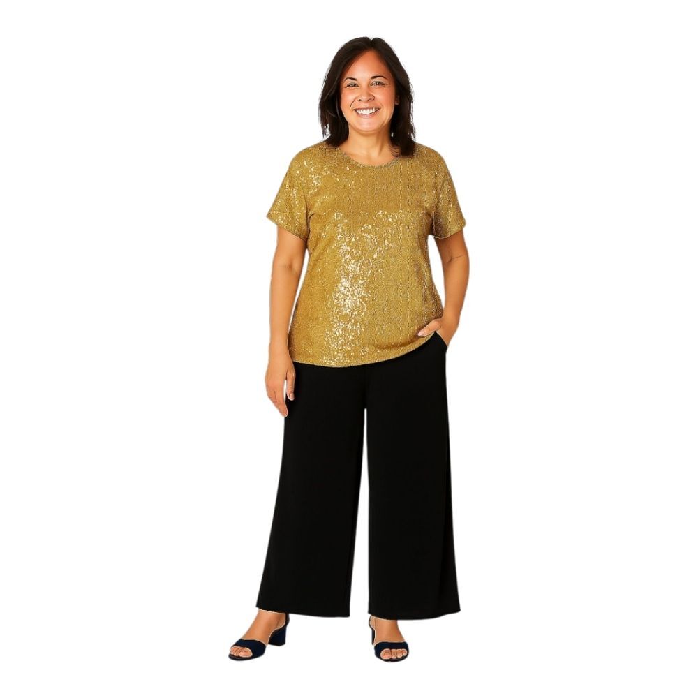 I.N. Studio Chiffon Palazzo Pants Special Occasion Lined Black Wide Leg L Petite